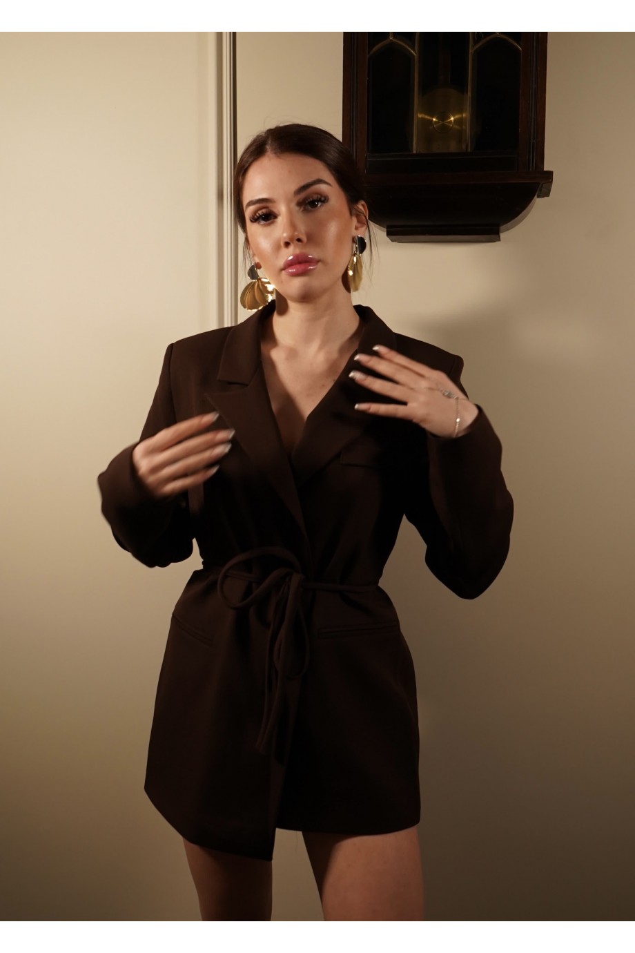 BELDEN BAĞLAMALI BLAZER CEKET - ACI KAHVE - GC-0015