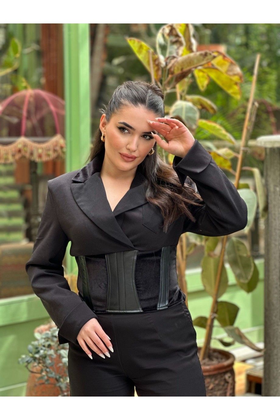 SİYAH KORSE BLUZ GC-9980